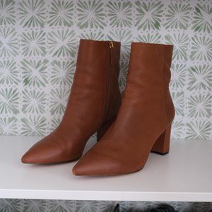J Crew Pointed Toe Sadie Boots in Brown Leather
